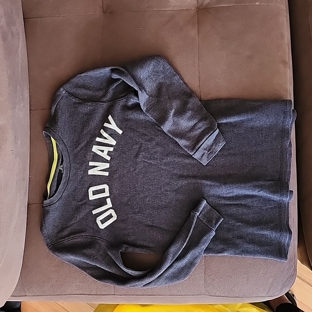 Boys Large Old Navy Thermal LS TShirt Charcoal Gray